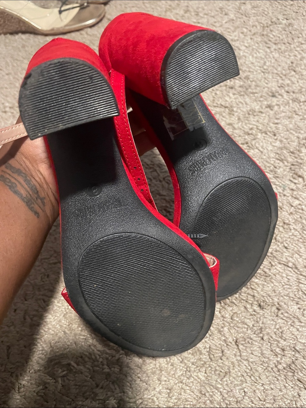 Dream Pairs Red Open-Toe Ankle-Strap Block Heels - Picture 4 of 4